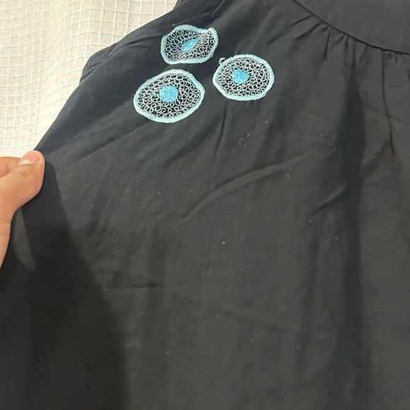 100% RAYON Kidcore Black Blouse with Colorful Embroiderery - Picture 4 of 5